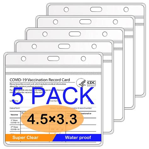 5 Pack-CDC Vaccination Card Protector 4x3 in Immunization Record Covid ...