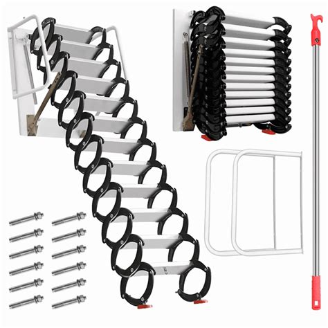 Wall Mounted Attic Ladder, 880 LBS, Reinforced S-Curve, 39kg Weight, 12 ...