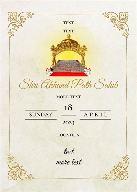 Yellow Sikh Khanda Akhand Path Invitation – King of Cards