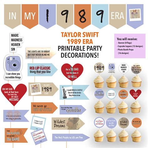 Taylor Swift Party Decorations Bundle Taylor Swift 1989 Era - Etsy