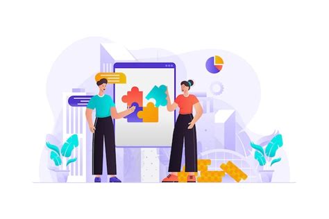 Business problem discussion and solution illustration | Premium Vector