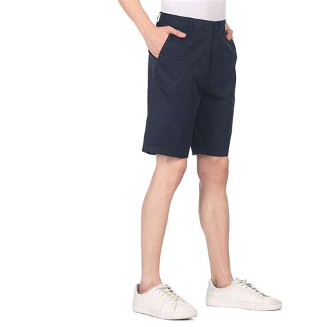 Buy Arrow Men Navy Blue Mid Rise Solid Shorts Online