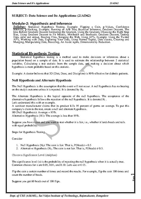 DSA Module 2 Notes - Page 1 SUBJECT: Data Science and Its Applications ...