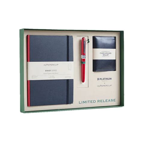 PLATINUM x myPAPERCLIP, Gift Set - PLAISIR Fountain Pen (Red) + BINARY ...