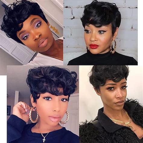 Short Hair Wigs Wavy Short Pixie Wigs Pixie Cut Wigs for Women Fluffy ...