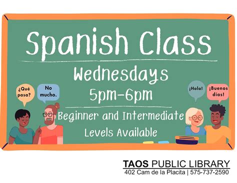 Calendar • Spanish Class for Adults at the Taos Public Libra