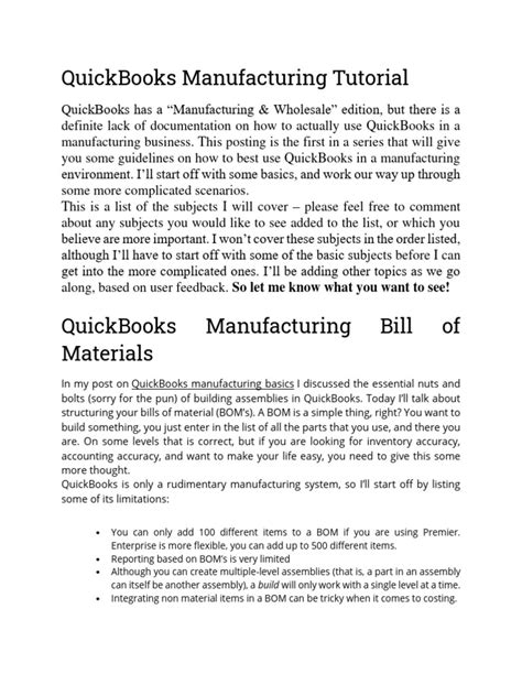 Image result for Quickbook Manufacturing Tutorial