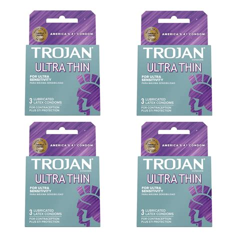 4 Pack - Trojan Condoms Ultra Thin Lubricated Latex 3 Each - Walmart.com