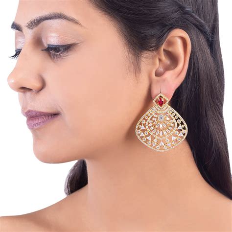 Zircon Gemstones Adorned Statement Earrings – VOYLLA