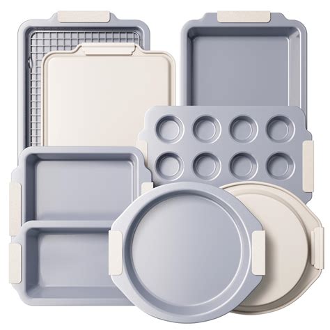 Amazon.com: BRONYPRO Nonstick Ceramic Bakeware Set (9 Pieces),Heavy ...