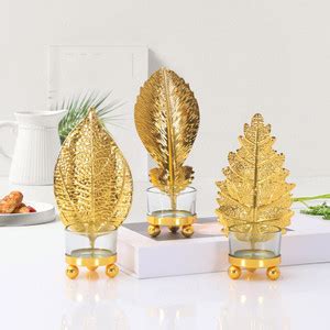 BNF Leaf Shape Candle Holder Candlestick Stand Tabletop for Bar Home ...