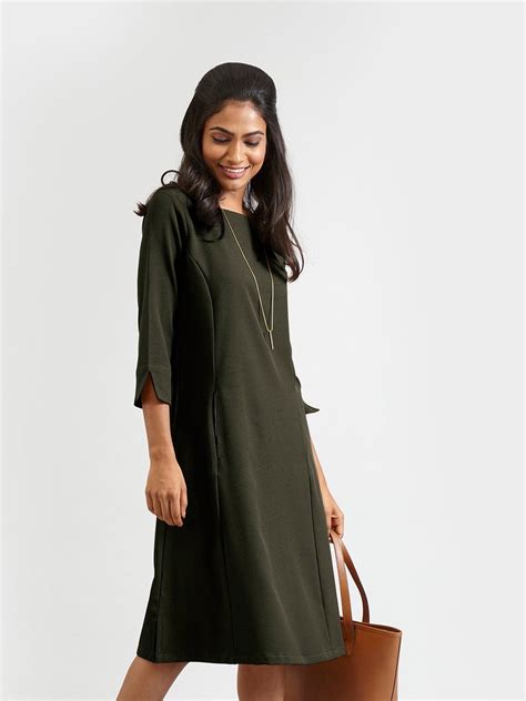 Buy Seaweed Green Quarter Sleeves A Line Formal Dress Online | Fablestreet
