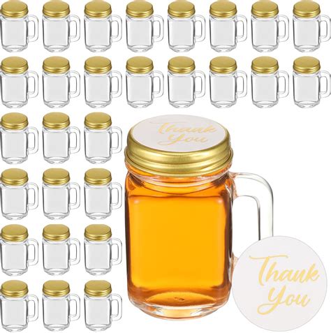 Amazon.com: Bokon 48 Pcs Mini Mason Jar Shot Glasses with Gold Lids ...