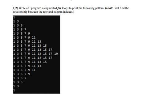 Pattern Prints in C Using Nested Loop 的图像结果