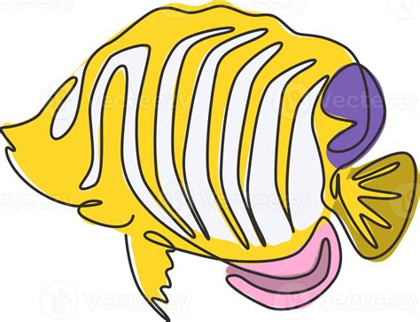 One continuous line drawing of cute regal angelfish for company logo ...