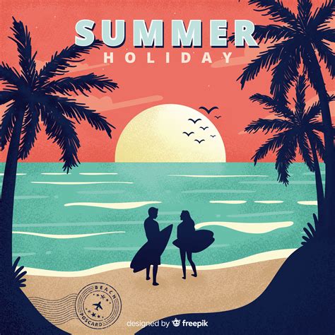 Premium Vector | Vintage summer holiday postcard