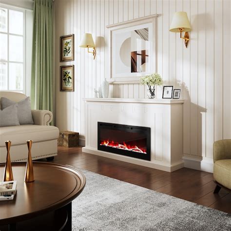 Clihome 42-in W Black Infrared Quartz Wall-mount Electric Fireplace ...