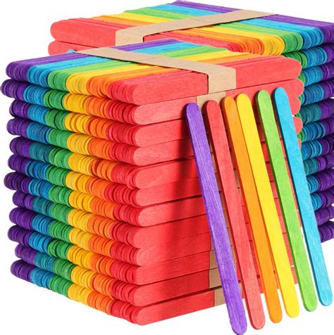 Amazon.com: KOHAND 1000 PCs Colored Popsicle Sticks for Crafts, 4.5 ...