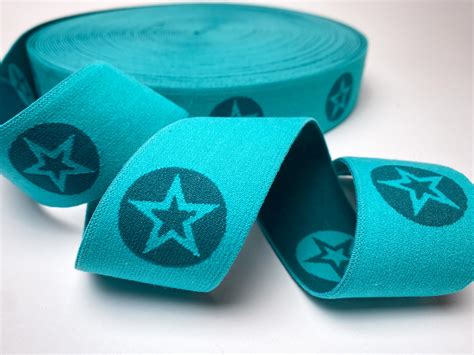 Gummiband Stern - türkis/petrol - 4 cm breit - kaufen