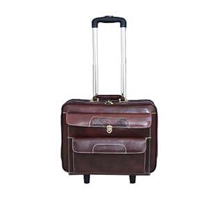 Buy Catelina Genuine Leather Rolling Laptop Bag – Premium Business ...