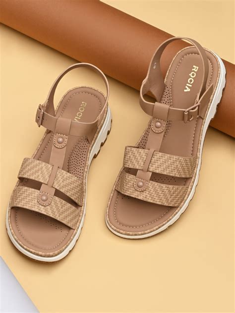 Shop Rocia By Regal Beige Women T-Strap Flat Sandals Online