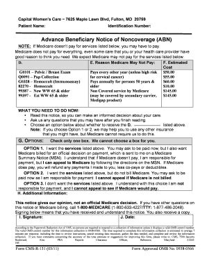 ABN Form - Capital Women's Care Howard County - Fill and Sign Printable ...