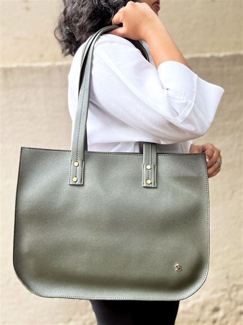 Olive Green Tote Bag for Women | Luxury Vegan Handbags for Office ...