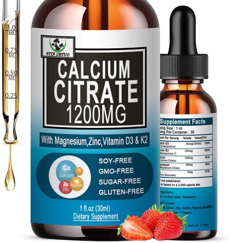 Amazon.com: Calcium Citrate Supplement,1200mg Calcium with Vitamin D3 Drops for Bone,Teeth,Colon ...