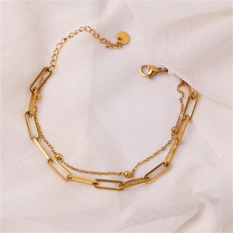 Dual Link Gold Chain Bracelet – Ekkaya