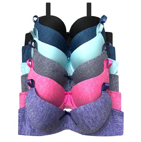 Women Bras 6 Pack of T-shirt Bra B Cup C Cup D Cup DD Cup DDD Cup Size ...
