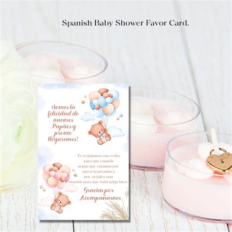 Spanish Baby Shower Card , Spanish Favor Cards, Candle Favors, Recuerdo ...