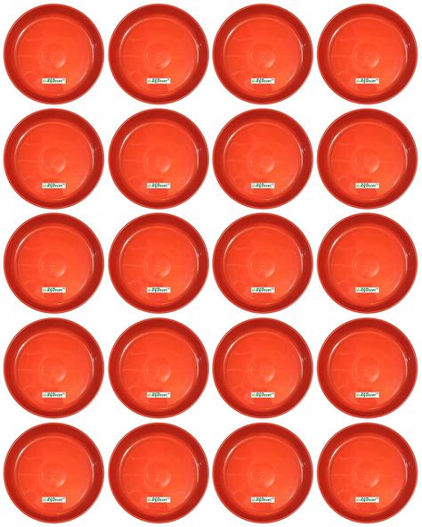 RGDECOR 6 Inches - 20 Pcs. - Red Bottom Pot Plates for Plants - Flower ...