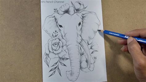 elephant drawing with flowers