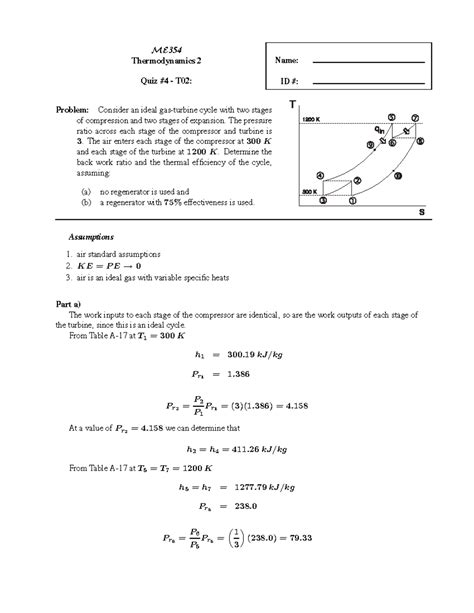 Q4t02 sol - ME 354 Thermodynamics 2 Quiz #4 - T02: Name: ID #: Problem ...