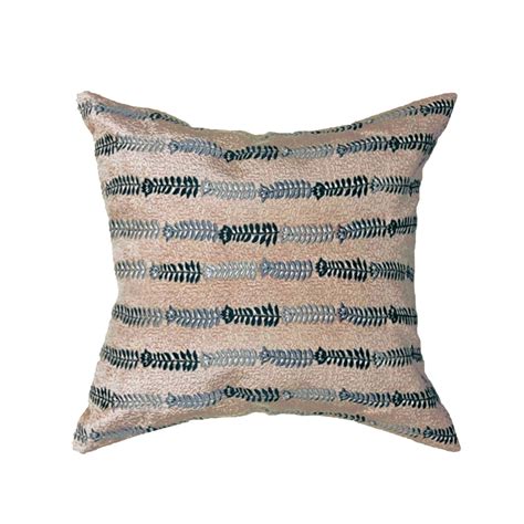 BEIGE VELVET MACHINE EMBROIDERY CUSHION COVER (40X40CMS)
