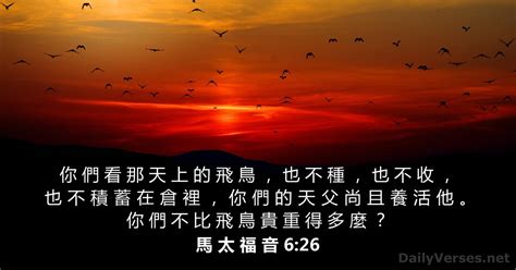 馬 太 福 音 6:26 - 聖經金句 - DailyVerses.net
