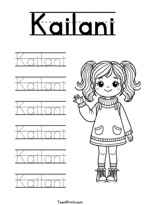 K Name Tracing Worksheets - 48 Names (Free & Printable) - Teach Prints
