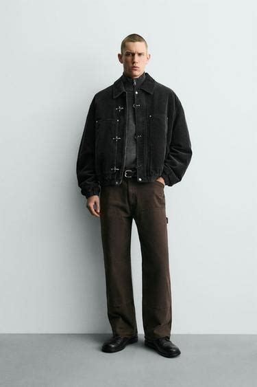 CORDUROY JACKET WITH FIREMAN CLASPS - Black | ZARA India