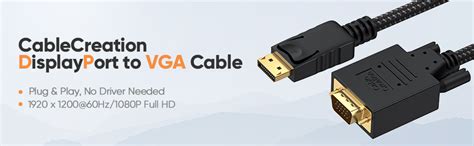 CableCreation DisplayPort to VGA Cable, DP to VGA Cable 24K Gold Plated ...