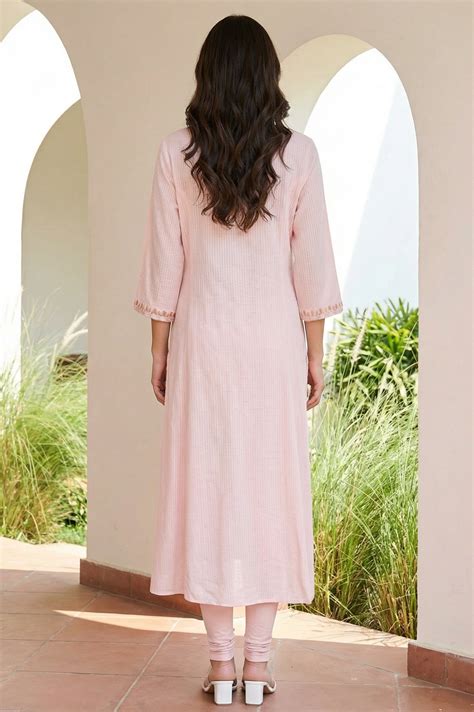 Buy Pink Embroidered Thread Work A-line Kurta Online for Woman | Shop ...