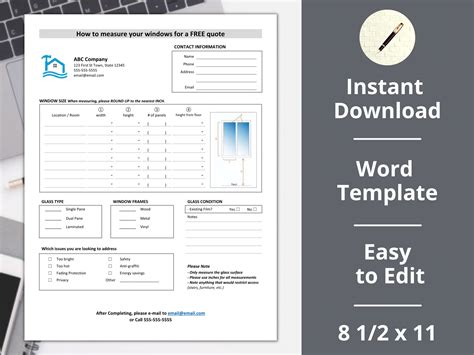 Image result for Replacement Window Measurement Ordering Form Template