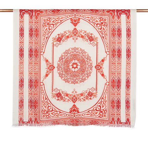 Beige Authentic Print Wool Silk Shawl | Ipekevi