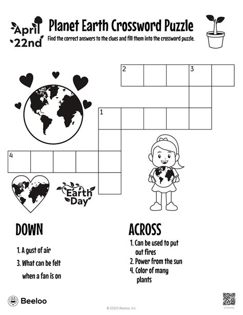 Earth Day-themed Crossword Puzzles • Beeloo Printable Crafts and ...