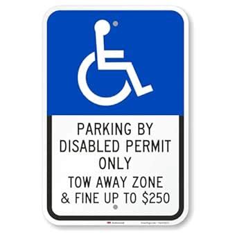 SmartSign “Parking by Disabled Permit Only, Tow-Away Zone & Fine Up to ...