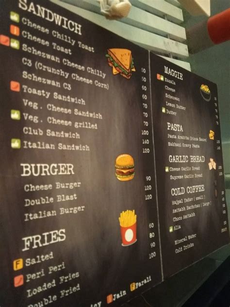 Menu at Size Zero Cafe, Morbi