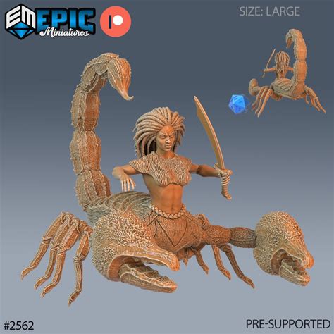 Scorpio Fighter Miniature Scorpion Arachne Female Miniature for D&D 5e ...