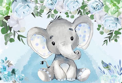 Buy Baby Shower Background Party Gift 6x5ft Baby Boy Elephant Dessert ...