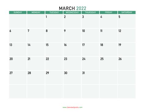 March 2022 Calendars | Calendar Quickly
