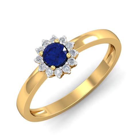 KuberBox 18KT Yellow Gold Royal Blue Sapphire Ring for Women : Amazon ...