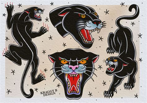 Traditional Panther Tattoo Design